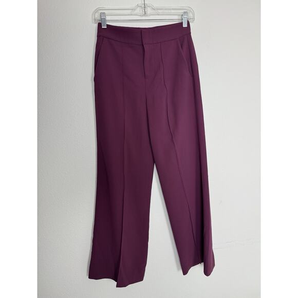Alice + Olivia Crepe Dress Pants Womens 0 XS Purple Eggplant Work Dress Modest - Picture 3 of 11